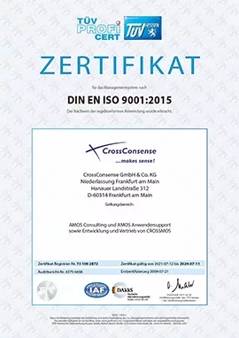 DIN EN ISO 9001:2015 Zertifikat 2021