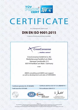 DIN EN ISO 9001:2015 Certificate 2021